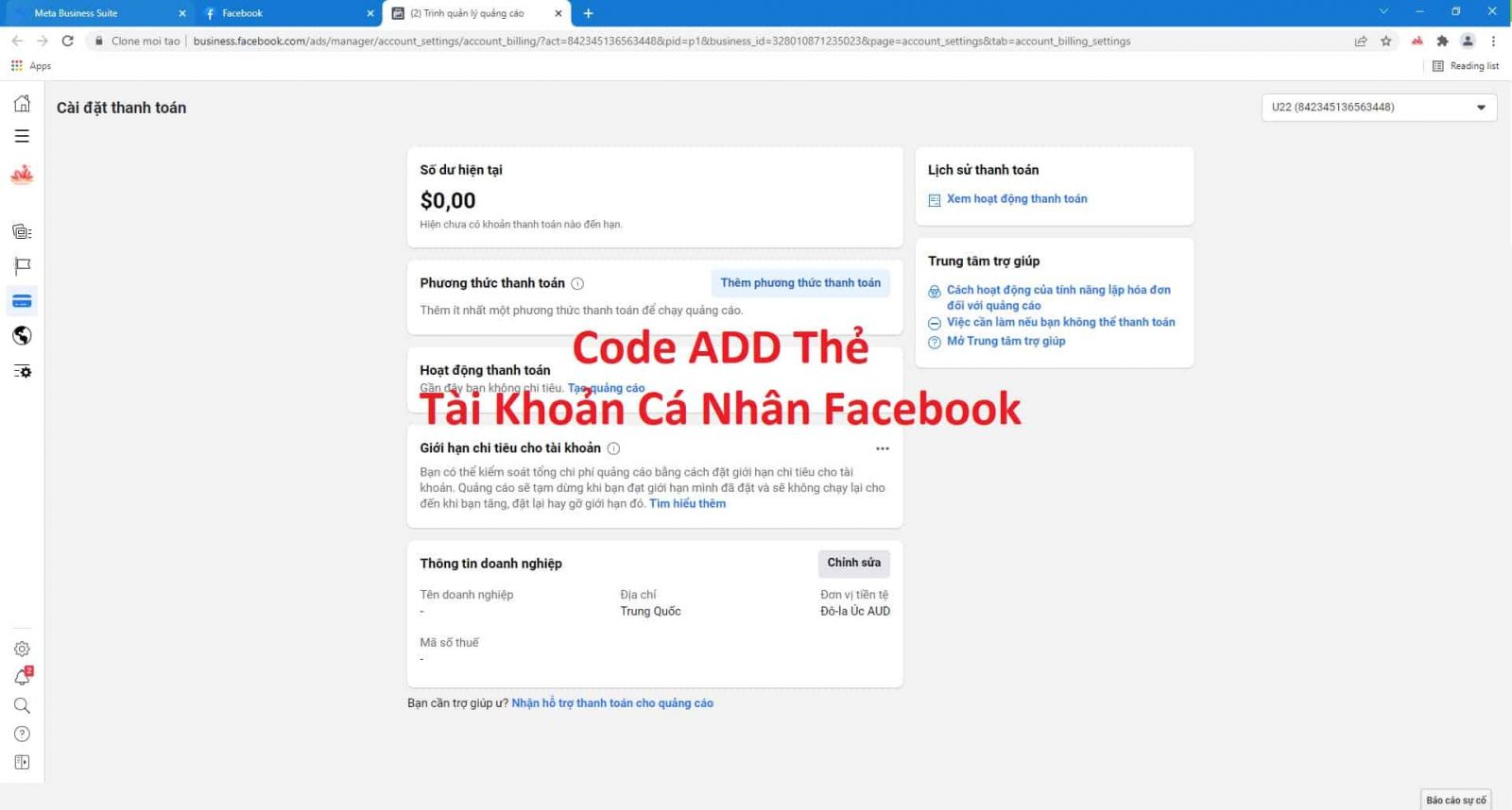 Code Thêm Thẻ Ngân Hàng Cho Tài Khoản Quảng Cáo Facebook
