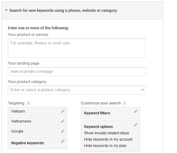 keyword planner