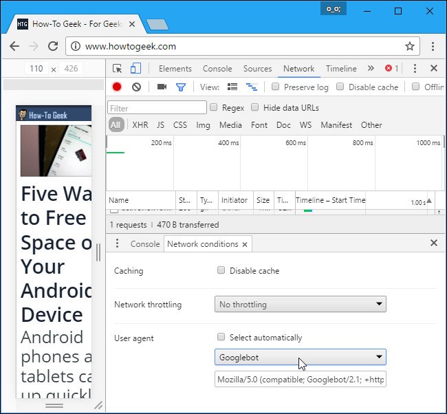 Thay đổi User Agent trên Chrome